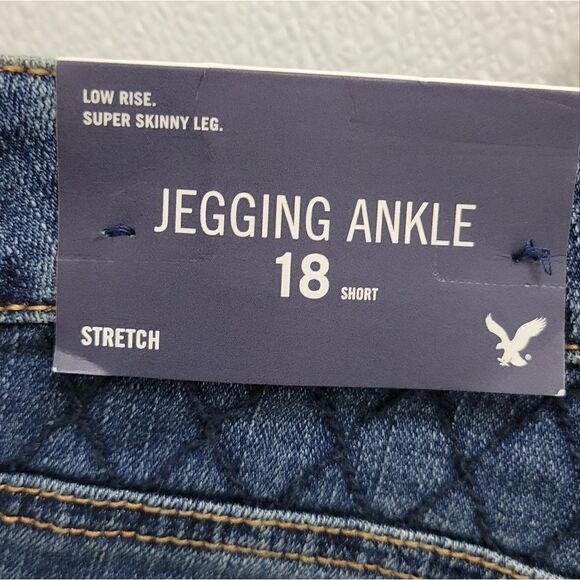 American Eagle Womens Low Rise Skinny Jeans Jegging Ankle  Zippers  18 S NWT - Picture 4 of 8